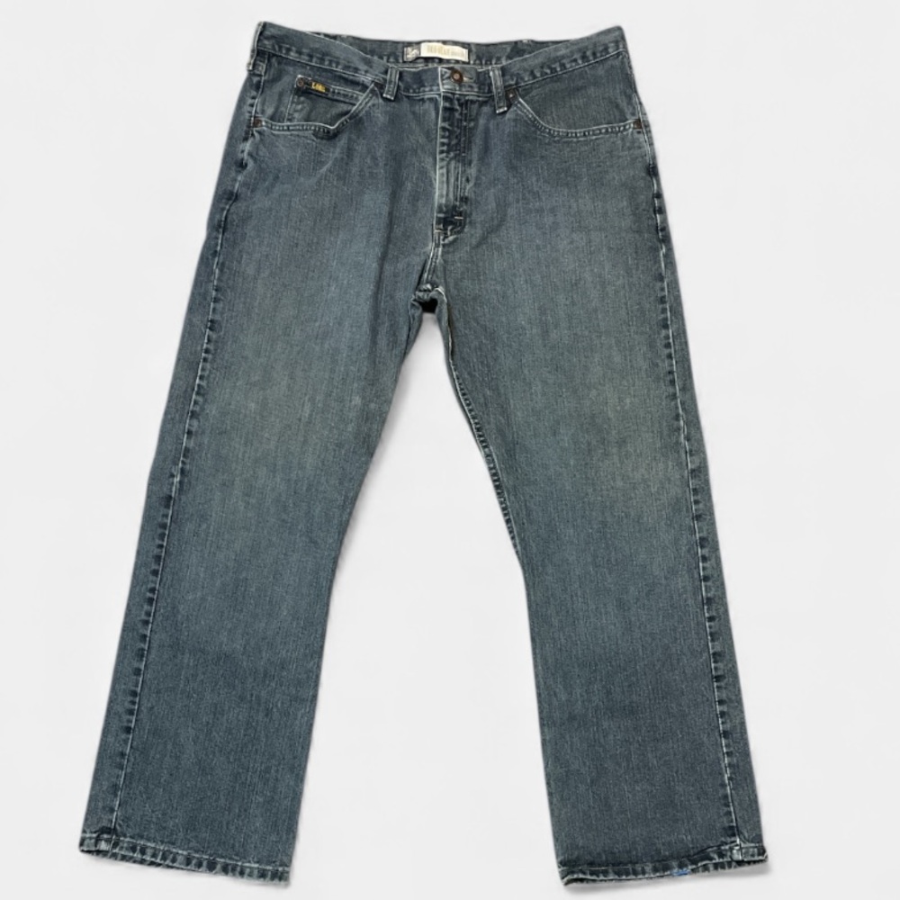 Men's Lee Premium Select Regular Gray Blue Medium Wash Bootcut Jeans 38x30